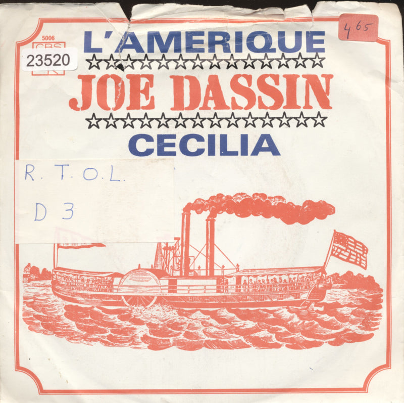 Joe Dassin - L'Amerique Vinyl Singles Vinyl Very Good (VG) <br> Hoes Good Plus (G+)