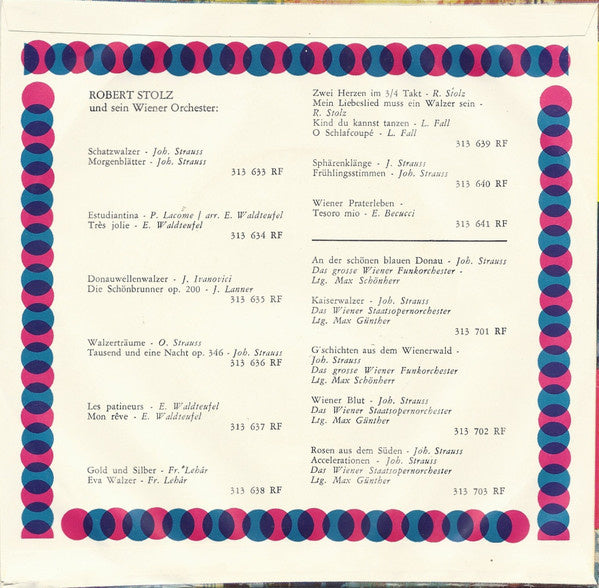Robert Stolz - Donauwellen Walzer Vinyl Singles Vinyl Very Good (VG) <br> Hoes Good Plus (G+)