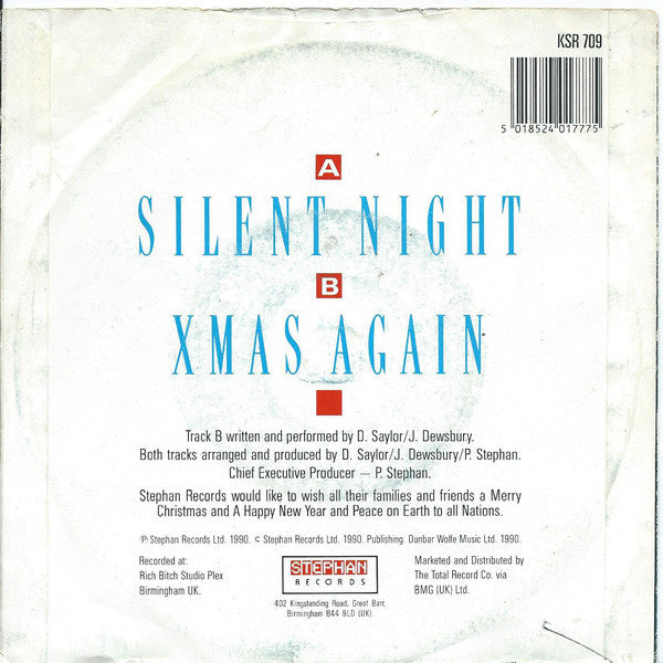 David Saylor - Silent Night Vinyl Singles Vinyl Very Good (VG) <br> Hoes Good Plus (G+)
