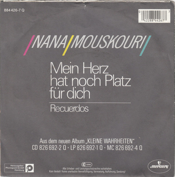 Nana Mouskouri - Mein Herz Hat Noch Platz Für Dich Vinyl Singles Vinyl Very Good (VG) <br> Hoes Good Plus (G+)