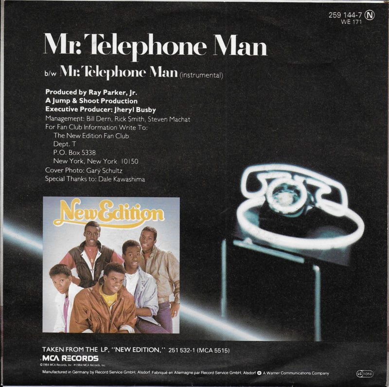 New Edition - Mr Telephone Man Vinyl Singles Vinyl Very Good (VG) <br> Hoes Good Plus (G+)