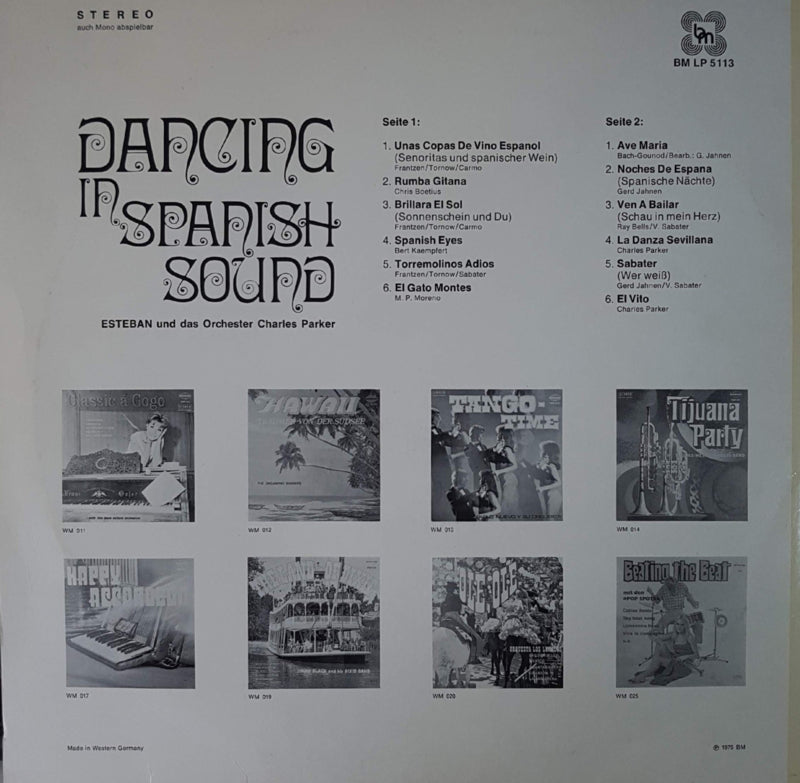 Esteban , Orchester Charles Parker - Dancing in Spanish Sound (LP) Vinyl LP Vinyl Very Good (VG) <br> Hoes Good Plus (G+)