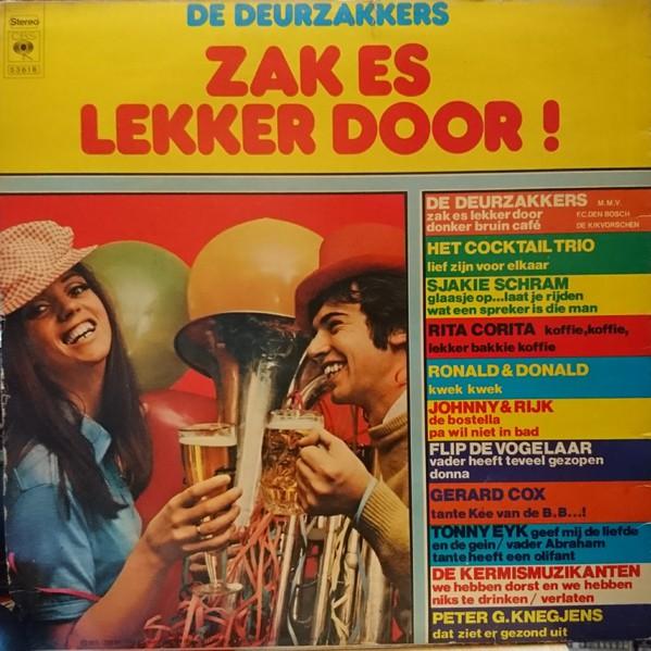 Various - Zak Es Lekker Door (LP) Vinyl LP Vinyl Very Good (VG) <br> Hoes Good Plus (G+)