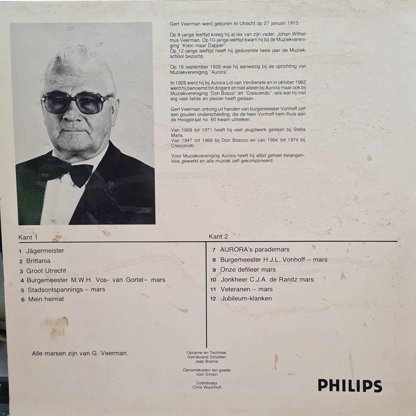 Utrechts Fanfarecorps Aurora (LP) Vinyl LP Vinyl Very Good (VG) <br> Hoes Good Plus (G+)