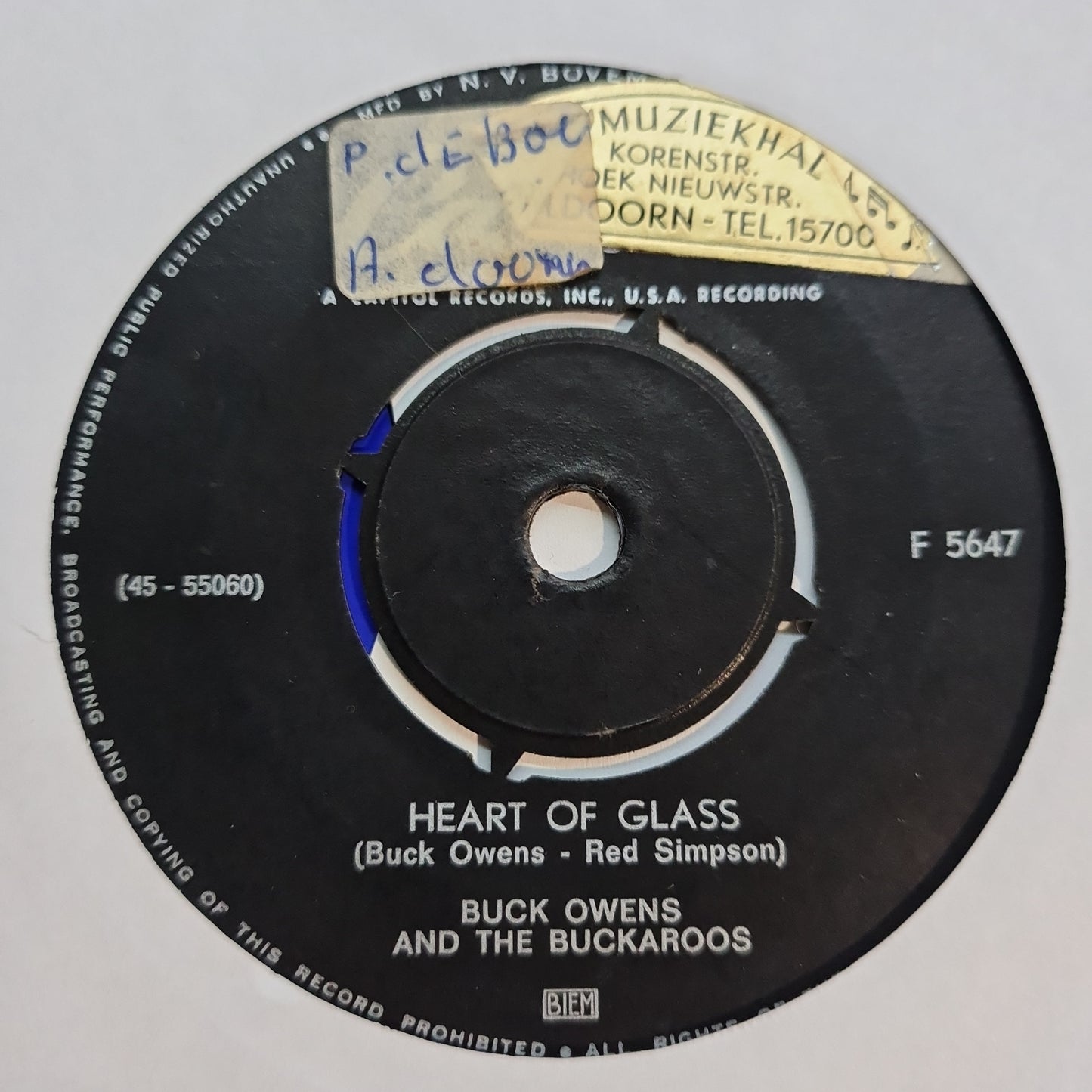 Buck Owens - Think Of Me Vinyl Singles Vinyl Very Good (VG) <br> Hoes Generic