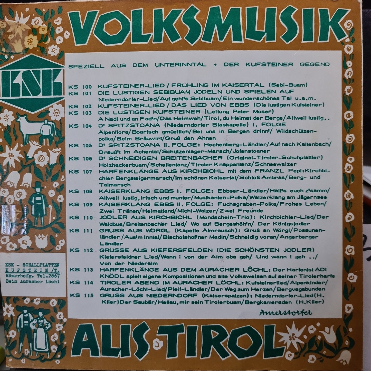 D'Spitzstoaner - Alpenflora Vinyl Singles EP Vinyl Very Good (VG) <br> Hoes Good Plus (G+)