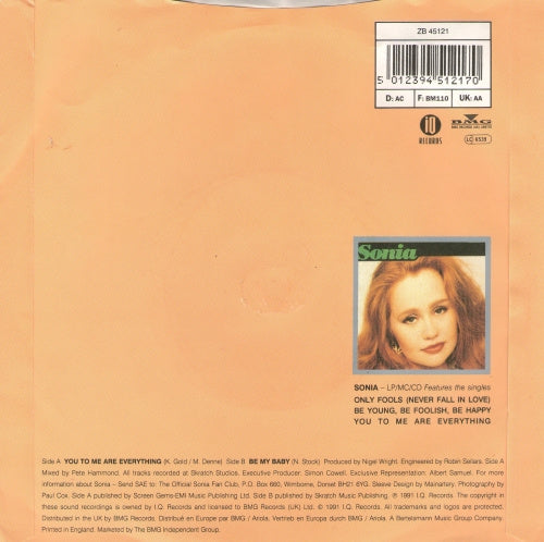 Sonia - You To Me Are Everything Vinyl Singles Vinyl Goed / Hoes Sticker