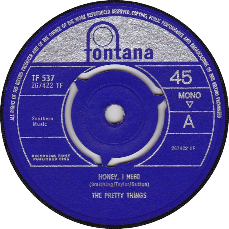 Pretty Things - Honey, I Need Vinyl Singles Vinyl Very Good (VG) <br> Hoes Good Plus (G+)