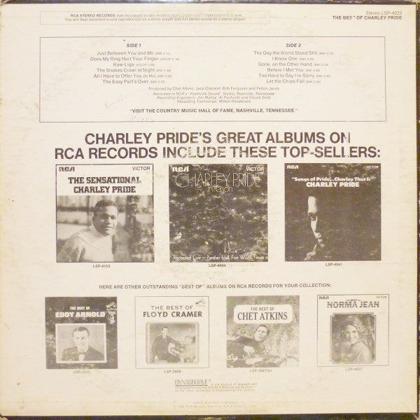 Charley Pride - The Best Of Charley Pride (LP) Vinyl LP Vinyl Very Good (VG) <br> Hoes Good Plus (G+)