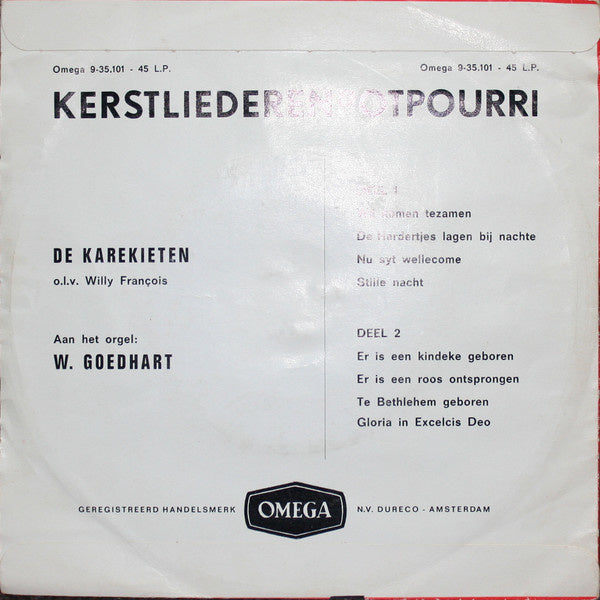 Kinderkoor De Karekieten - Kerstliederenpotpourri Vinyl Singles Vinyl Very Good (VG) <br> Hoes Good Plus (G+)
