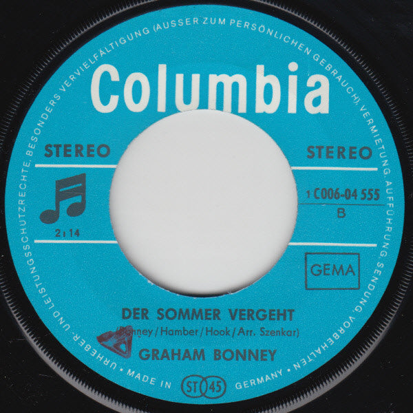 Graham Bonney - Marie Vinyl Singles Vinyl Very Good (VG) <br> Hoes Good Plus (G+)