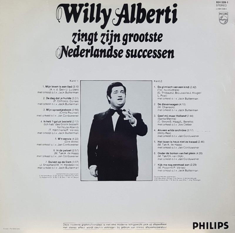 Willy Alberti - Zingt Zijn Grootste Nederlandse Successen (LP) 44911