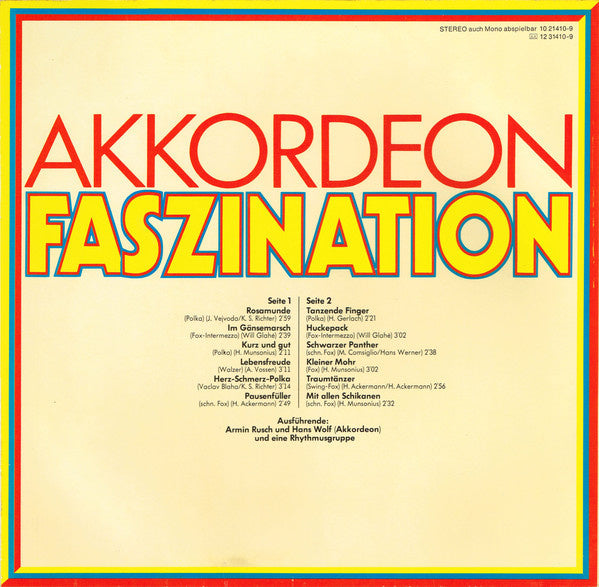 Armin Rusch und Hans Wolf - Akkordeon Faszination (LP) Vinyl LP Vinyl Very Good (VG) <br> Hoes Good Plus (G+)