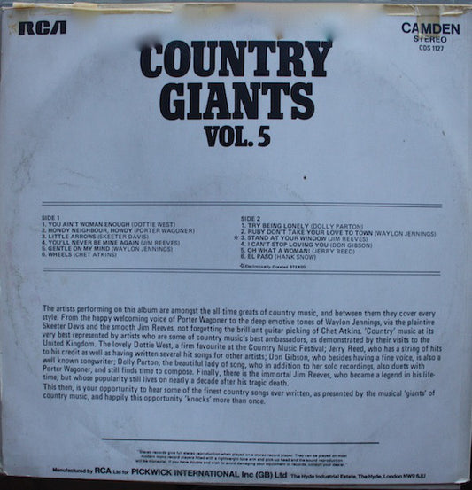 Various - Country Giants Vol. (LP) Vinyl LP Media VG+ \ Sleeve G+
