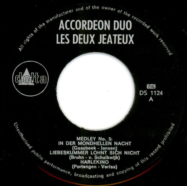 Akkordeon Duo Les Deux Jeateux - Akkordeon Medley No. 5 Vinyl Singles Vinyl Very Good (VG) <br> Hoes Good Plus (G+)
