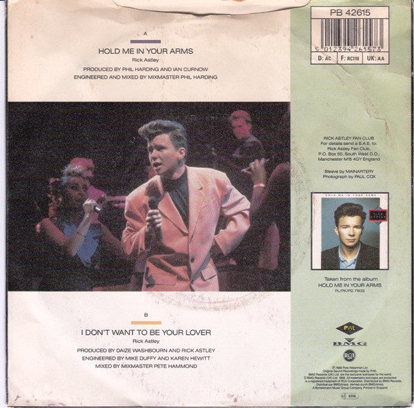 Rick Astley - Hold Me In Your Arms Vinyl Singles Vinyl Very Good (VG) <br> Hoes Good Plus (G+)