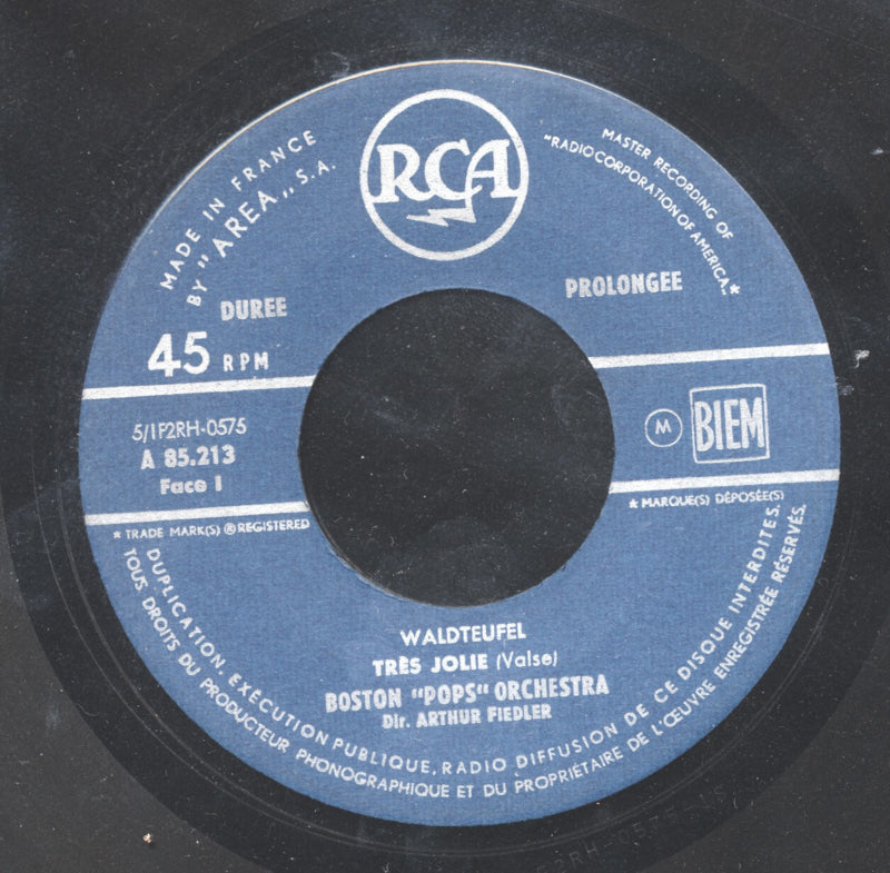 Boston Pops Orchestra - Waldteufel Vinyl Singles Vinyl Very Good (VG) <br> Hoes Good Plus (G+)