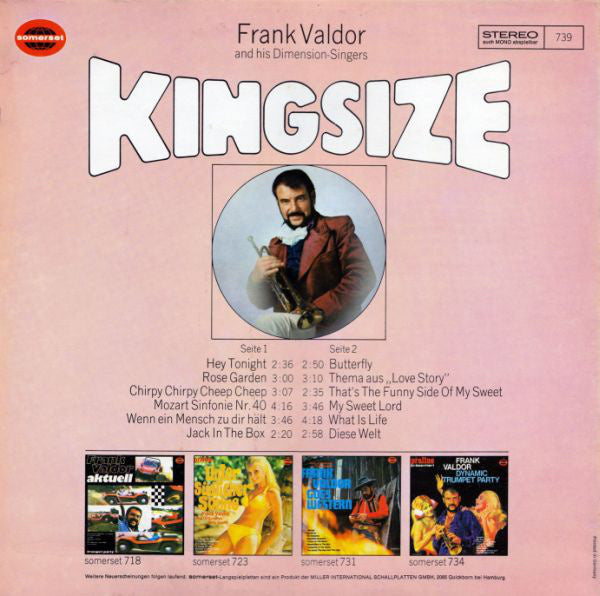 Frank Valdor And His Dimension-Singers - Kingsize (LP) Vinyl LP Vinyl Very Good (VG) <br> Hoes Good Plus (G+)