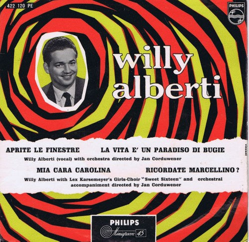 Willy Alberti - Aprite le Finestre Vinyl Singles EP Vinyl Very Good (VG) <br> Hoes Good Plus (G+)