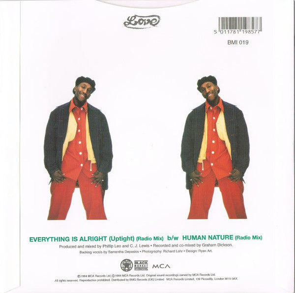 CJ Lewis - Everything Is Alright (Uptight) Vinyl Singles Vinyl Very Good (VG) <br> Hoes Good Plus (G+)