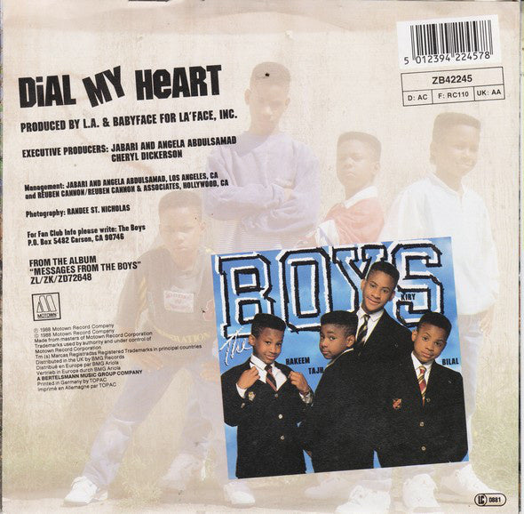 Boys - Dial My Heart Vinyl Singles Vinyl Very Good (VG) <br> Hoes Good Plus (G+)