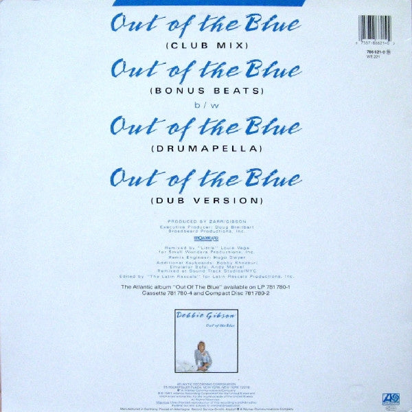 Debbie Gibson - Out Of The Blue (Maxi-Single) Maxi-Singles Vinyl Very Good (VG) <br> Hoes Good Plus (G+)