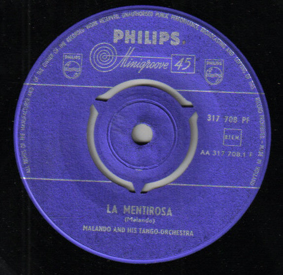 Malando And His Tango Orchestra - La Mentirosa Vinyl Singles Vinyl Very Good (VG) <br> Hoes Good Plus (G+)