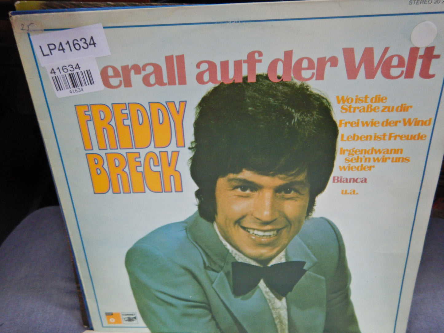 Freddy Breck - Uberall Auf Der Welt (LP) Vinyl LP Vinyl Very Good (VG) <br> Hoes Good Plus (G+)
