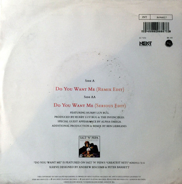Salt 'N' Pepa - Do You Want Me Vinyl Singles Vinyl Very Good (VG) <br> Hoes Good Plus (G+)