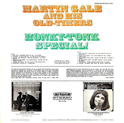 Martin Gale And His Old-Timers - Honky-Tonk Special (LP) Vinyl LP Vinyl Very Good (VG) <br> Hoes Good Plus (G+)