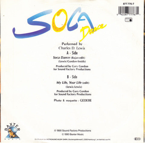 Charles D. Lewis - Soca Dance Vinyl Singles Vinyl Very Good (VG) <br> Hoes Good Plus (G+)