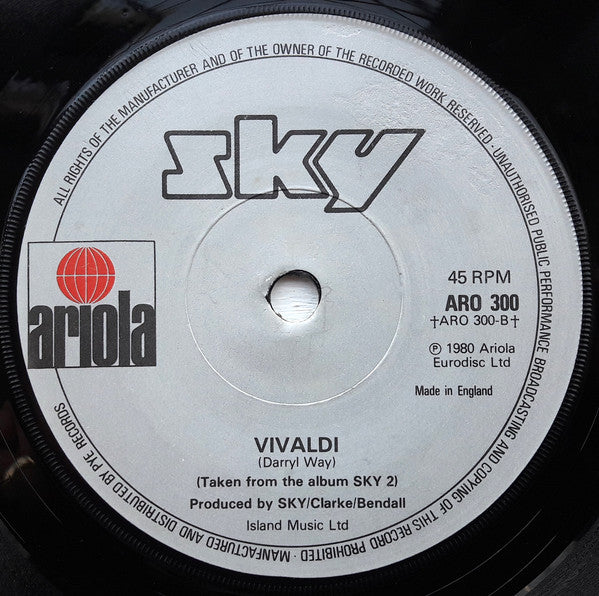 Sky - Toccata Vinyl Singles Vinyl Very Good (VG) <br> Hoes Good Plus (G+)