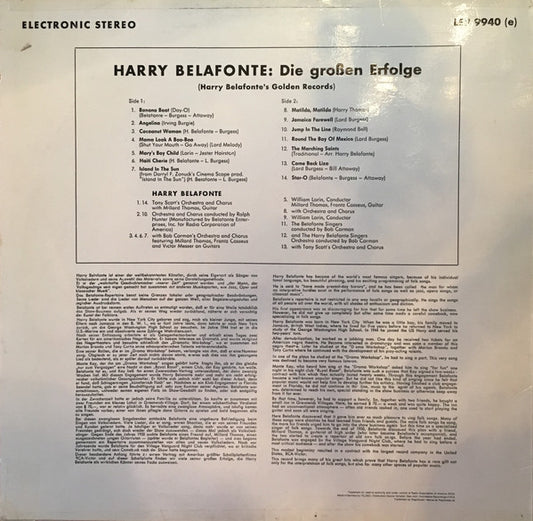 Harry Belafonte - Die Großen Erfolge - Golden Records (LP)