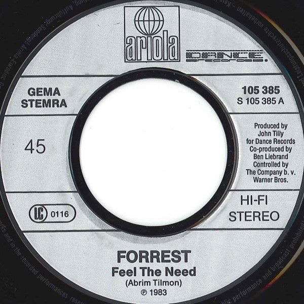 Forrest - Feel The Need Vinyl Singles Vinyl Very Good (VG) <br> Hoes Generic