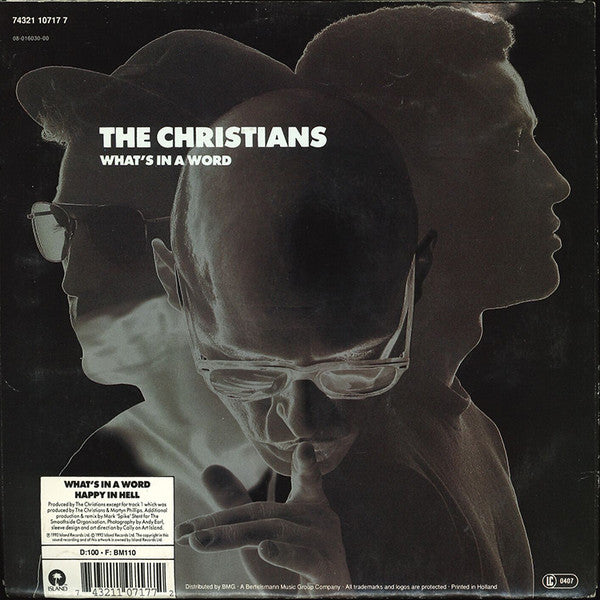 Christians - What's In A Word Vinyl Singles Vinyl Very Good (VG) <br> Hoes Good Plus (G+)