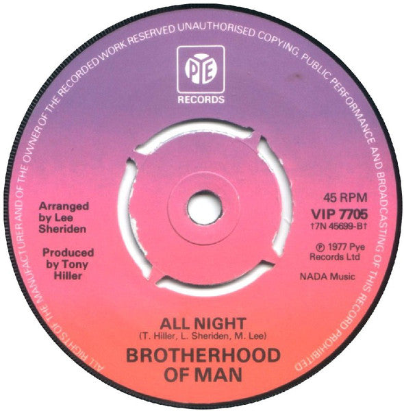 Brotherhood of Man - Angelo 41317 Vinyl Singles Vinyl Very Good (VG) <br> Hoes Good Plus (G+)