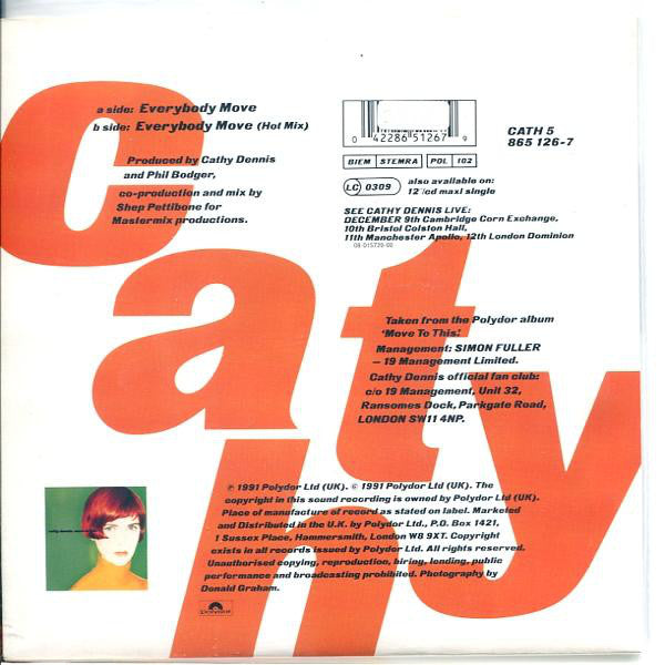 Cathy Dennis - Everybody Move Vinyl Singles Vinyl Very Good (VG) <br> Hoes Good Plus (G+)