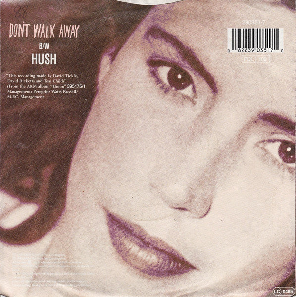Toni Childs - Don't Walk Away Vinyl Singles Vinyl Very Good (VG) <br> Hoes Good Plus (G+)