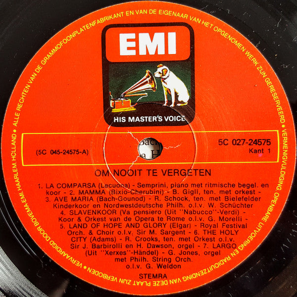 Various - Om Nooit Te Vergeten 1 (LP) Vinyl LP
