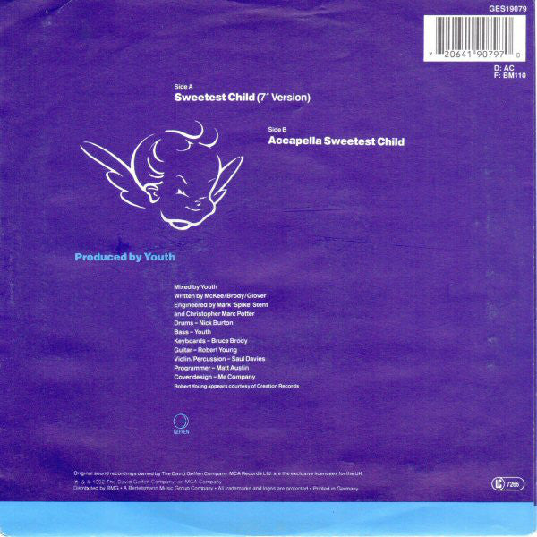 Sweetest Child Featuring Maria McKee - Sweetest Child Vinyl Singles Vinyl Very Good (VG) <br> Hoes Good Plus (G+)