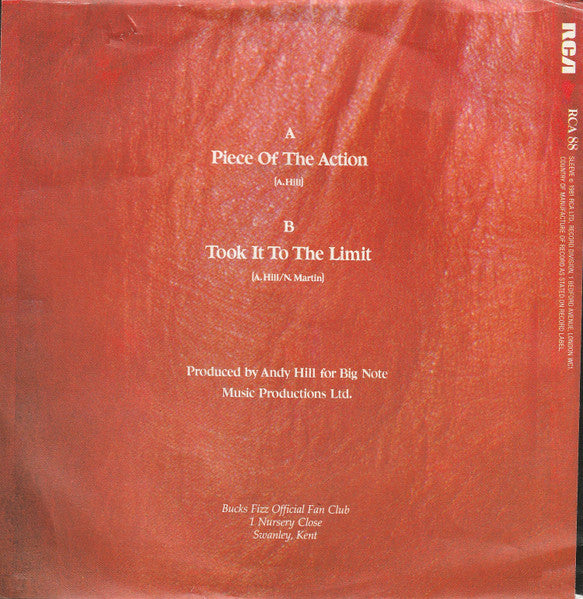 Bucks Fizz - Piece Of The Action Vinyl Singles Vinyl Very Good (VG) <br> Hoes Good Plus (G+)