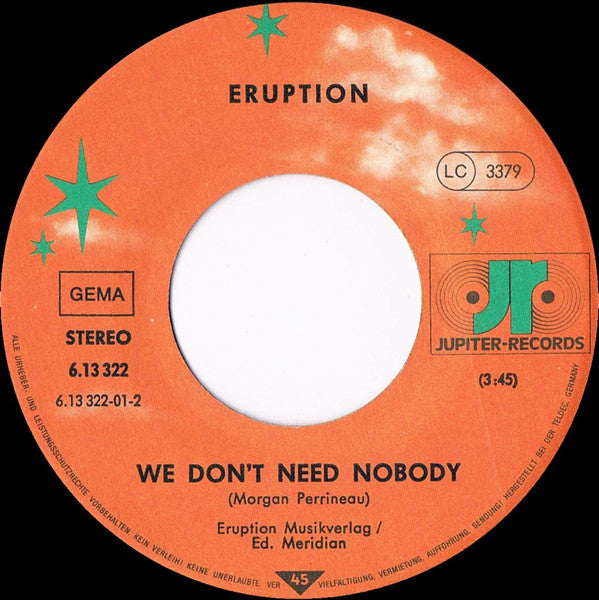 Eruption - In A Years Vinyl Singles Vinyl Very Good (VG) <br> Hoes Good Plus (G+)