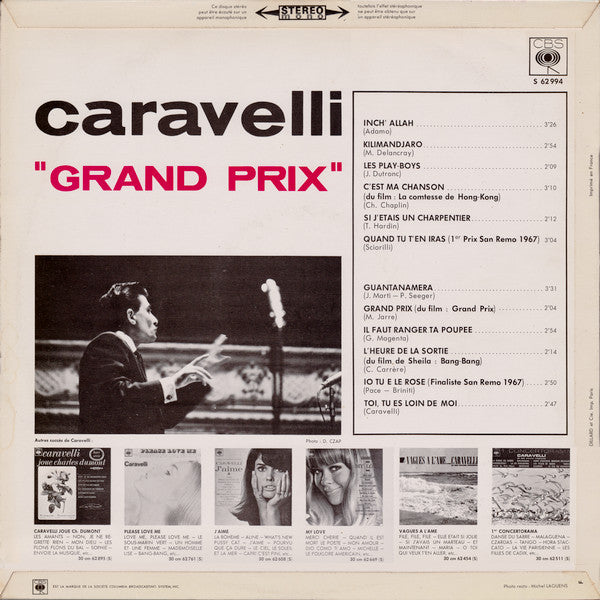 Caravelli - Grand Prix (LP) Vinyl LP Vinyl Very Good (VG) <br> Hoes Good Plus (G+)
