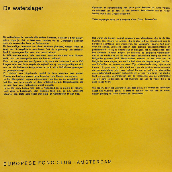 No Artist - Het Lied Van De Waterslager Vinyl Singles Vinyl Very Good (VG) <br> Hoes Good Plus (G+)