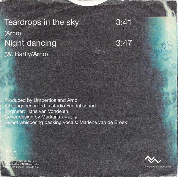 Night Work - Teardrops In The Sky Vinyl Singles Vinyl Very Good (VG) <br> Hoes Good Plus (G+)