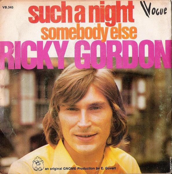 Ricky Gordon - Such A Night Vinyl Singles Vinyl Very Good (VG) <br> Hoes Good Plus (G+)