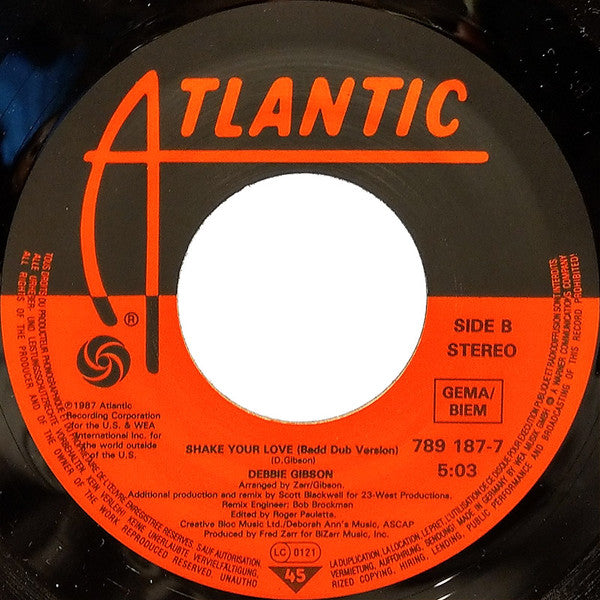 Debbie Gibson - Shake Your Love 18897 Vinyl Singles Vinyl Very Good (VG) <br> Hoes Good Plus (G+)