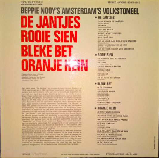 Beppie Nooy's Amsterdams Volkstoneel - De Jantjes / Rooie Sien / Bleke Bet / Oranje Hein (LP) Vinyl LP Vinyl Zeer Goed / Hoesje Goed "VINYLSINGLES.NL"