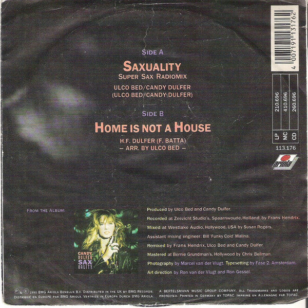 Candy Dulfer - Saxuality Vinyl Singles Vinyl Very Good (VG) <br> Hoes Good Plus (G+)