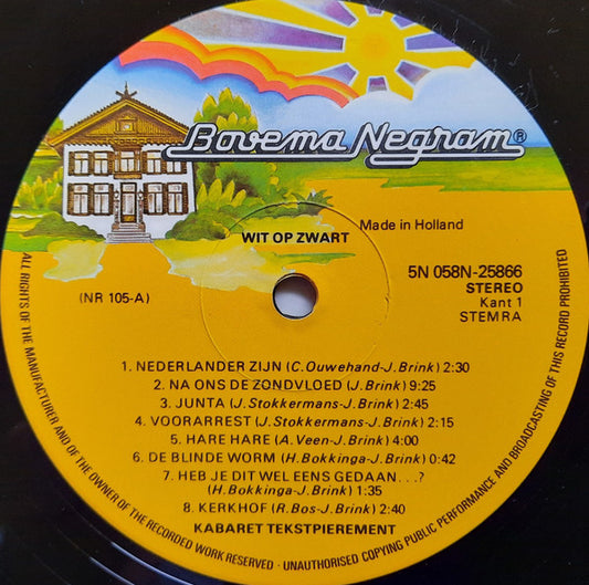 Kabaret Tekstpierement - Wit Op Zwart (LP) Vinyl LP Vinyl Zeer Goed / Hoesje Goed "VINYLSINGLES.NL"